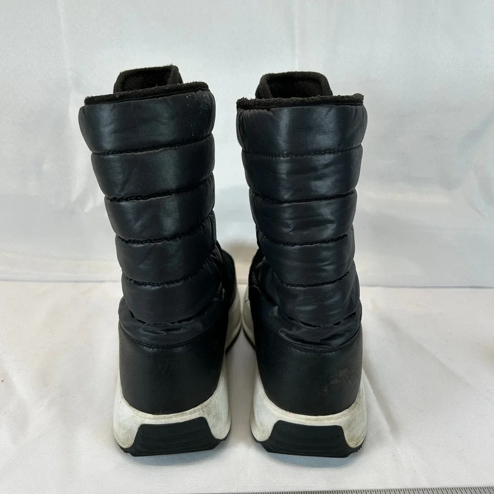 The North Face Nuptse Puffer Winter Boot Black White Waterproof Logo Strap 11